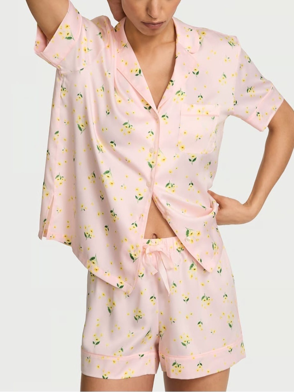 Victoria Secret Women's Pink Floral Short Pajama Set SoSofttm